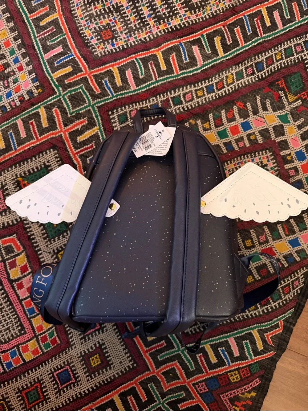 Universal Navy Mini Backpack with Star Print and Cream Accent
